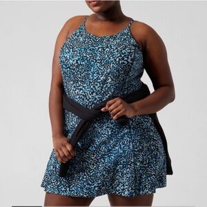 Athleta Blue and Black Printed Infinity Dress